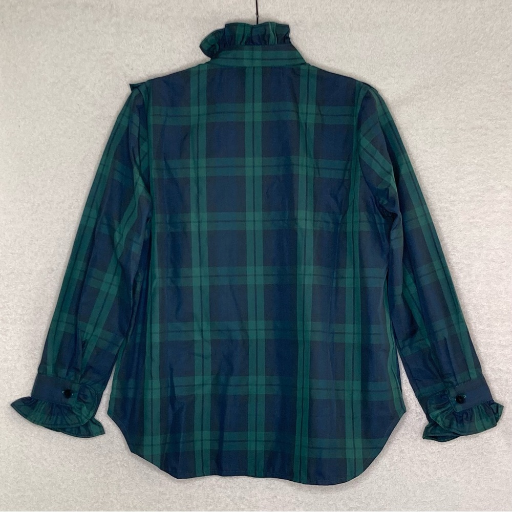 Tuckernuck Ruffle Reagan Button Down Shirt Blouse-Women’s M & L-Green/Black-NEW - Picture 6 of 15